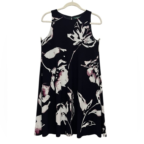 Lauren Ralph Lauren Shift Dress. Navy with Floral Print. Size 8. Knee le… - Picture 2 of 9